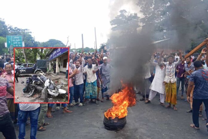 ভাঙ্গায় বিক্ষোভে থানায় হামলা, মসজিদে আশ্রয় নিল পুলিশ